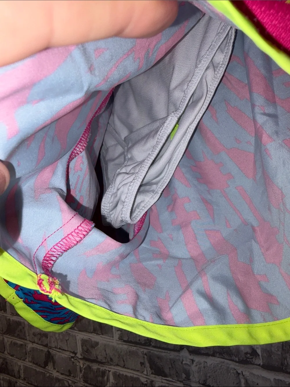 Nike girls Blue, Pink & Neon Yellow Athletic Running Shorts